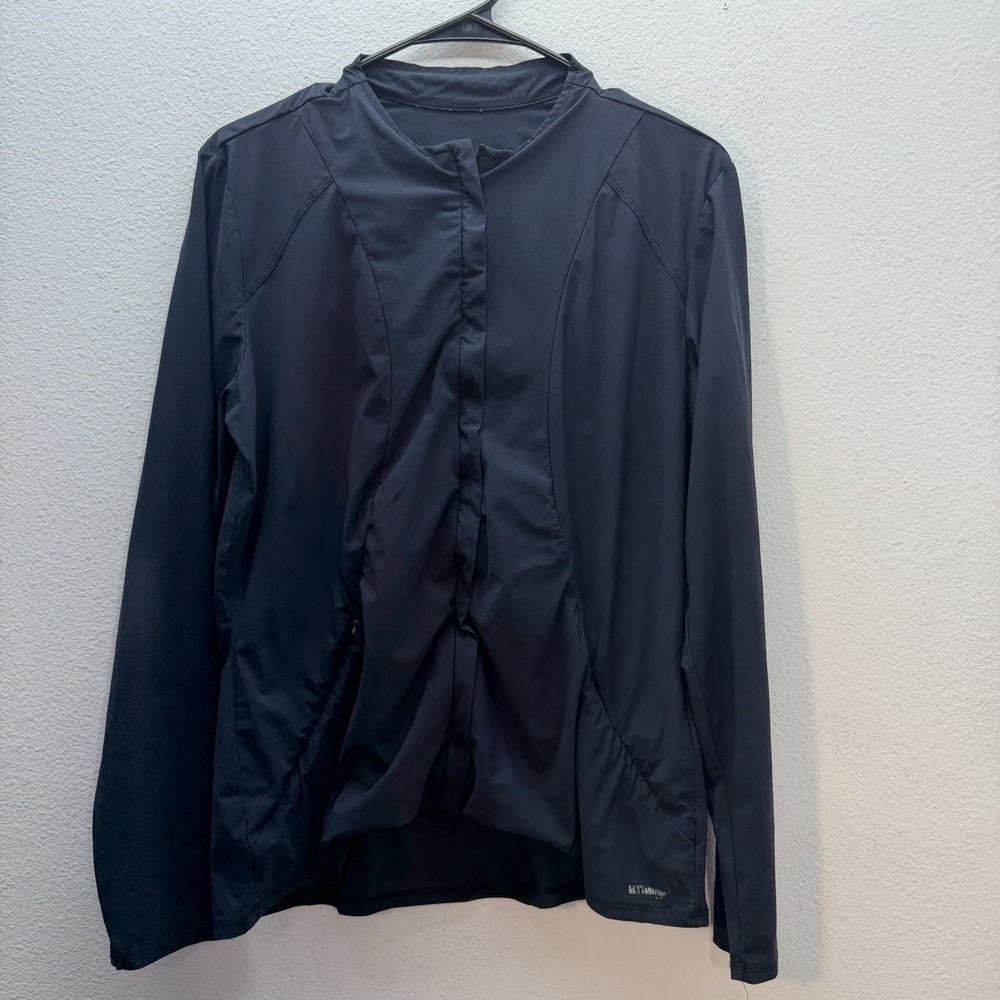 Grey's Anatomy Edge Black‎ Zip Front Scrub Jacket M Spandex Performance Nurse